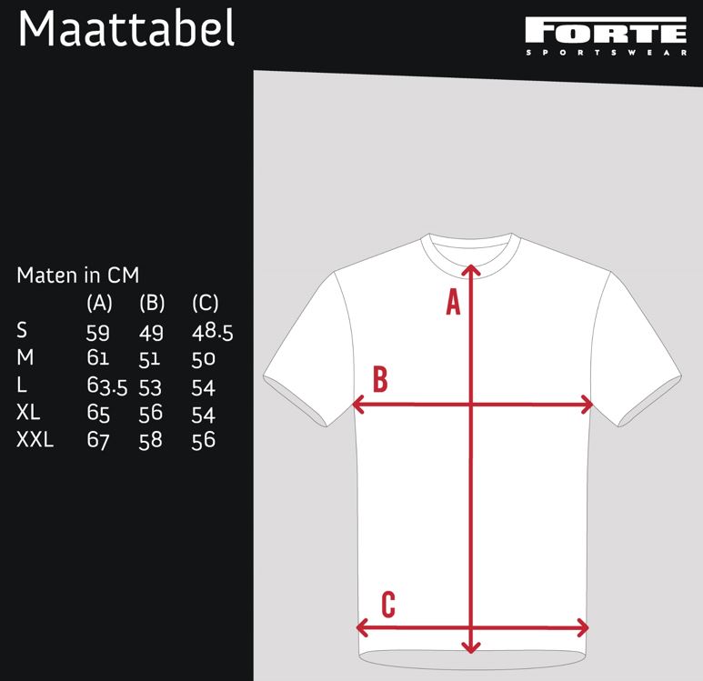 Maattabel voor Shirts